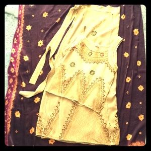 Made in India Golden Wrap Around Skirt and Top